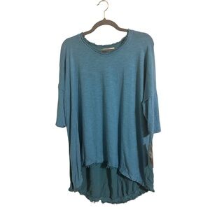 Jess & Jane Blue Niagara Knit‎ High Low Lagenlook Top Large NWT